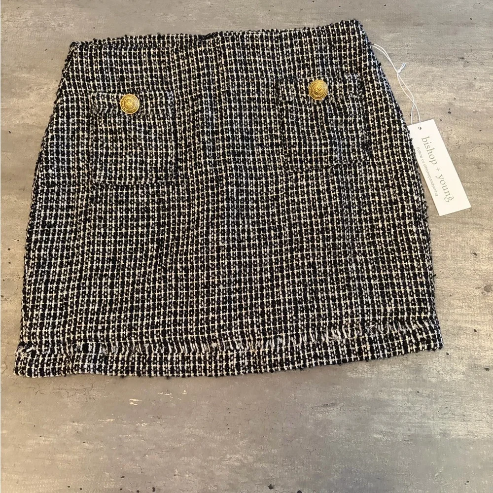 bishop + young Cavalli Metallic Tweed Mini Skirt Size Small